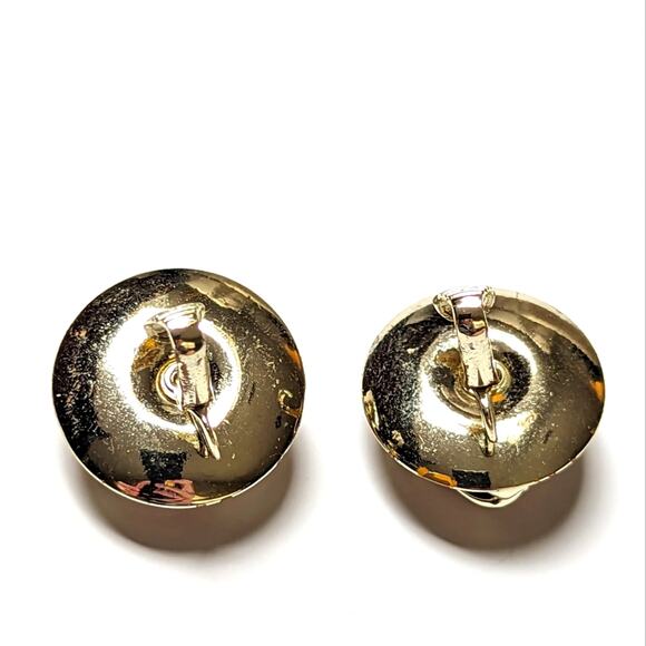 Vintage Silver Tone Love Knot Ruby Red Center Bead Clip On Earrings - Picture 2 of 4